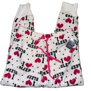 Pj Couture White and Pink Fleece Sleep Pajama Pants
